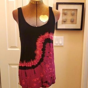 Jordano Tie Dye Tank with Slash Cut Outs